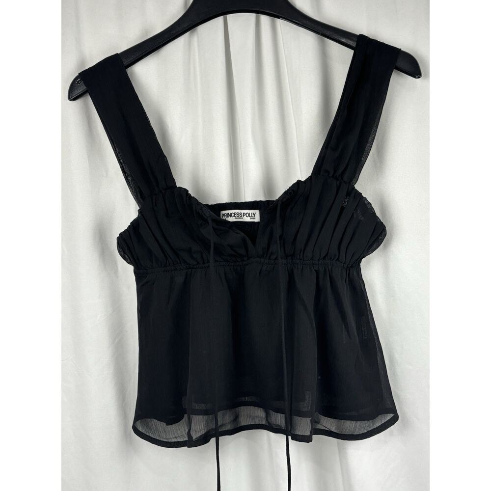 Princess Polly Mooney Baby Doll Tank Top Size 4 Black Cropped Whimsygoth Y2K